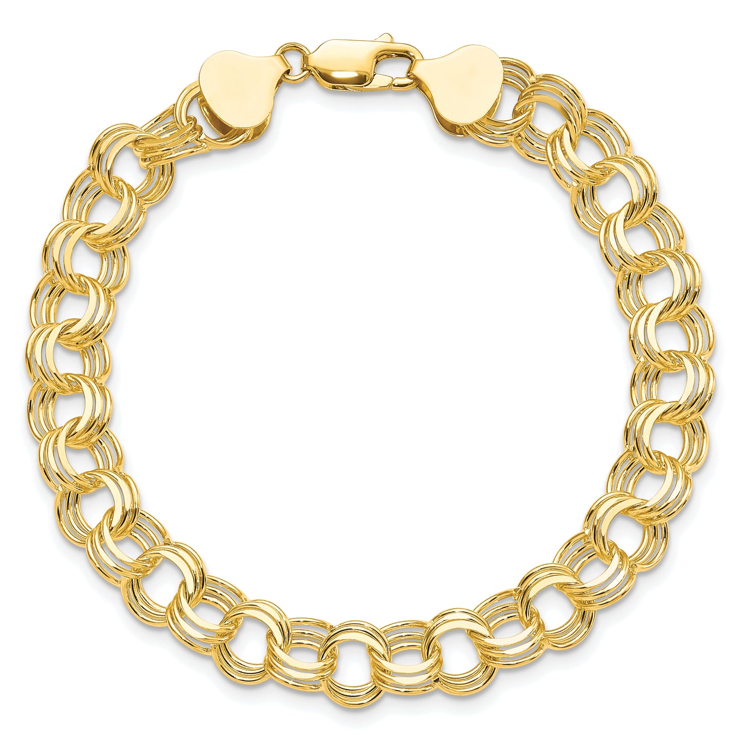 10K Yellow Gold Triple Link Charm Bracelet