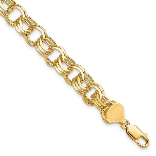 10K Yellow Gold Triple Link Charm Bracelet