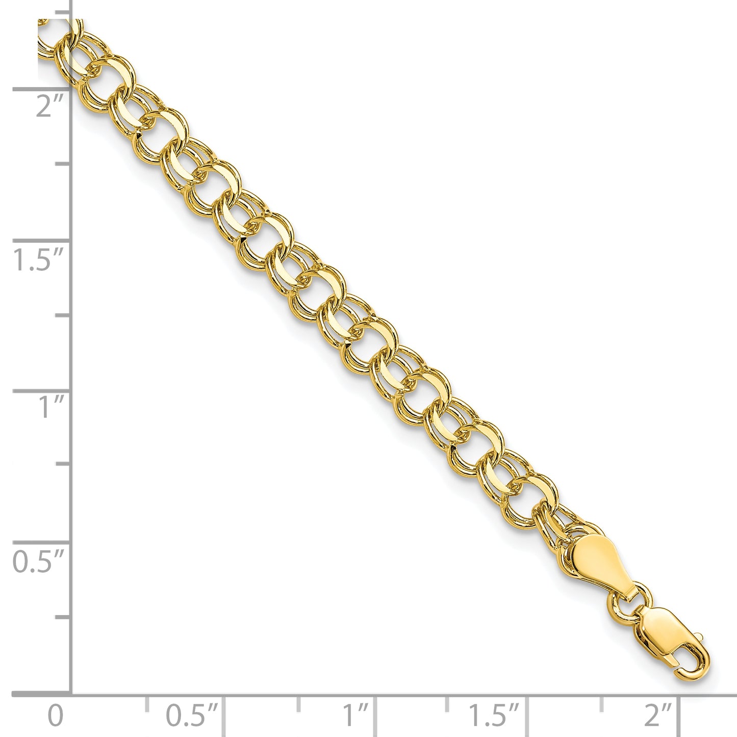 10K Yellow Gold Solid Double Link Charm Bracelet