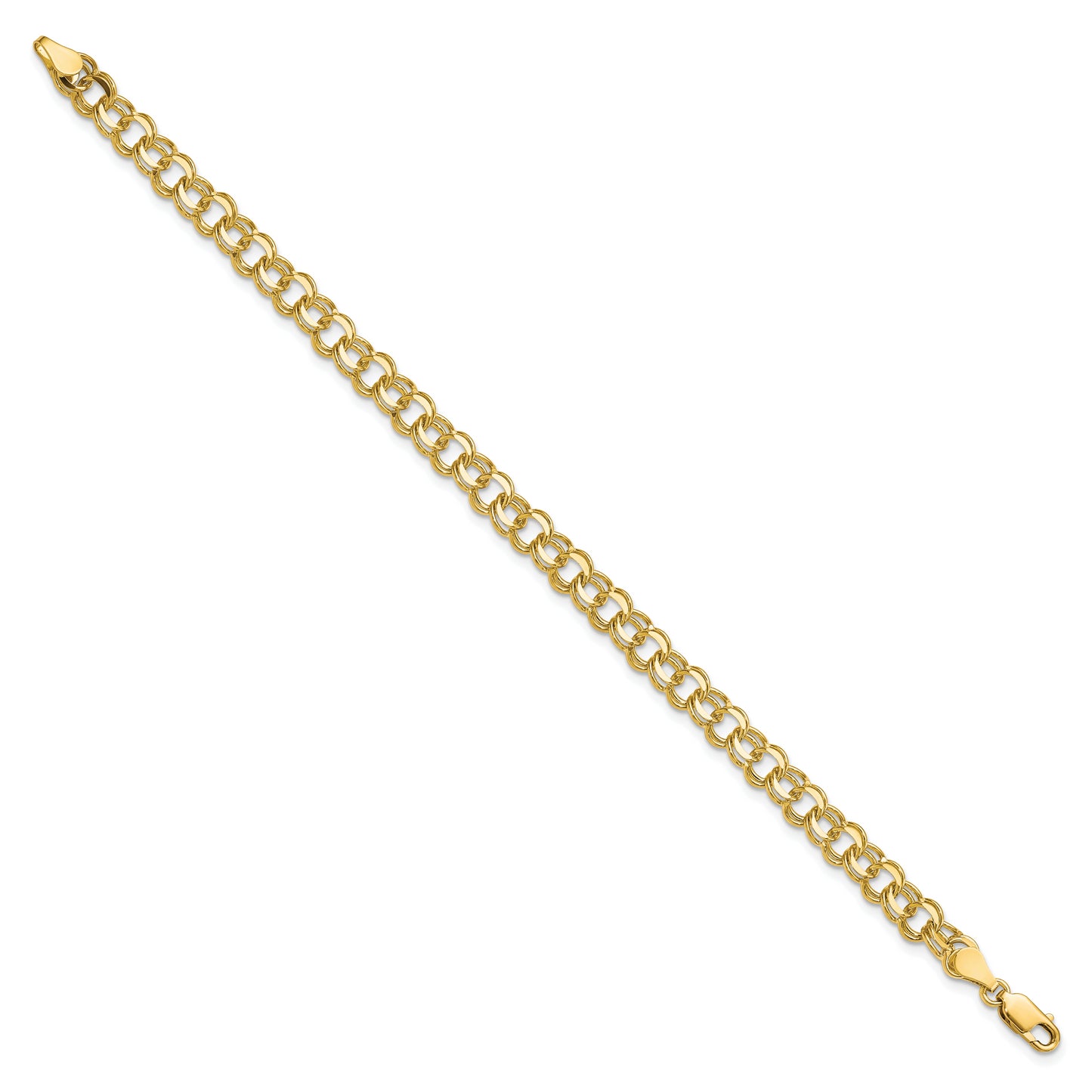 10K Yellow Gold 10Ky Solid Double Link Charm Bracelet