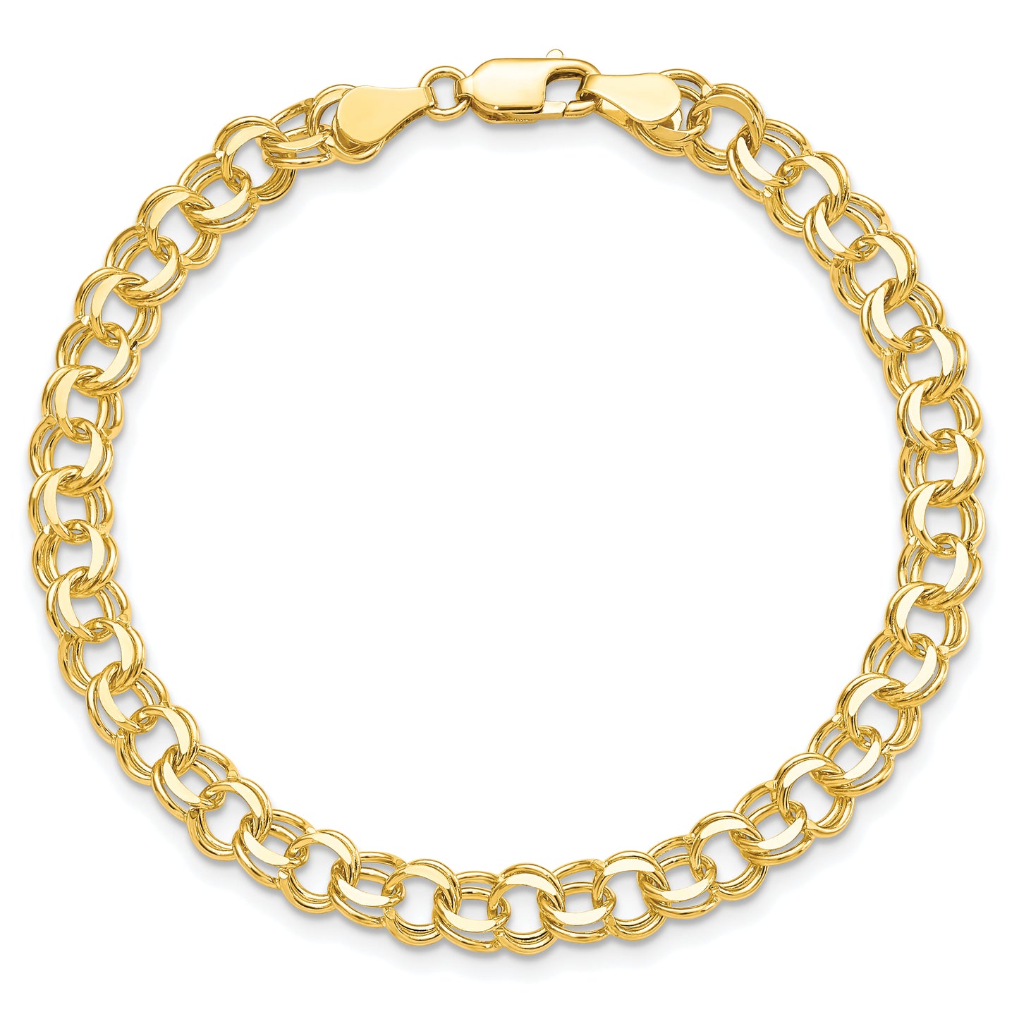 10K Yellow Gold 10Ky Solid Double Link Charm Bracelet