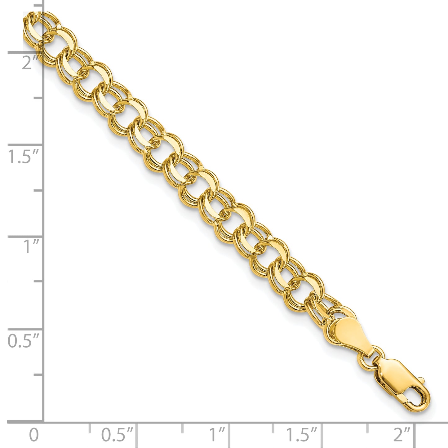 10K Yellow Gold 10Ky Solid Double Link Charm Bracelet