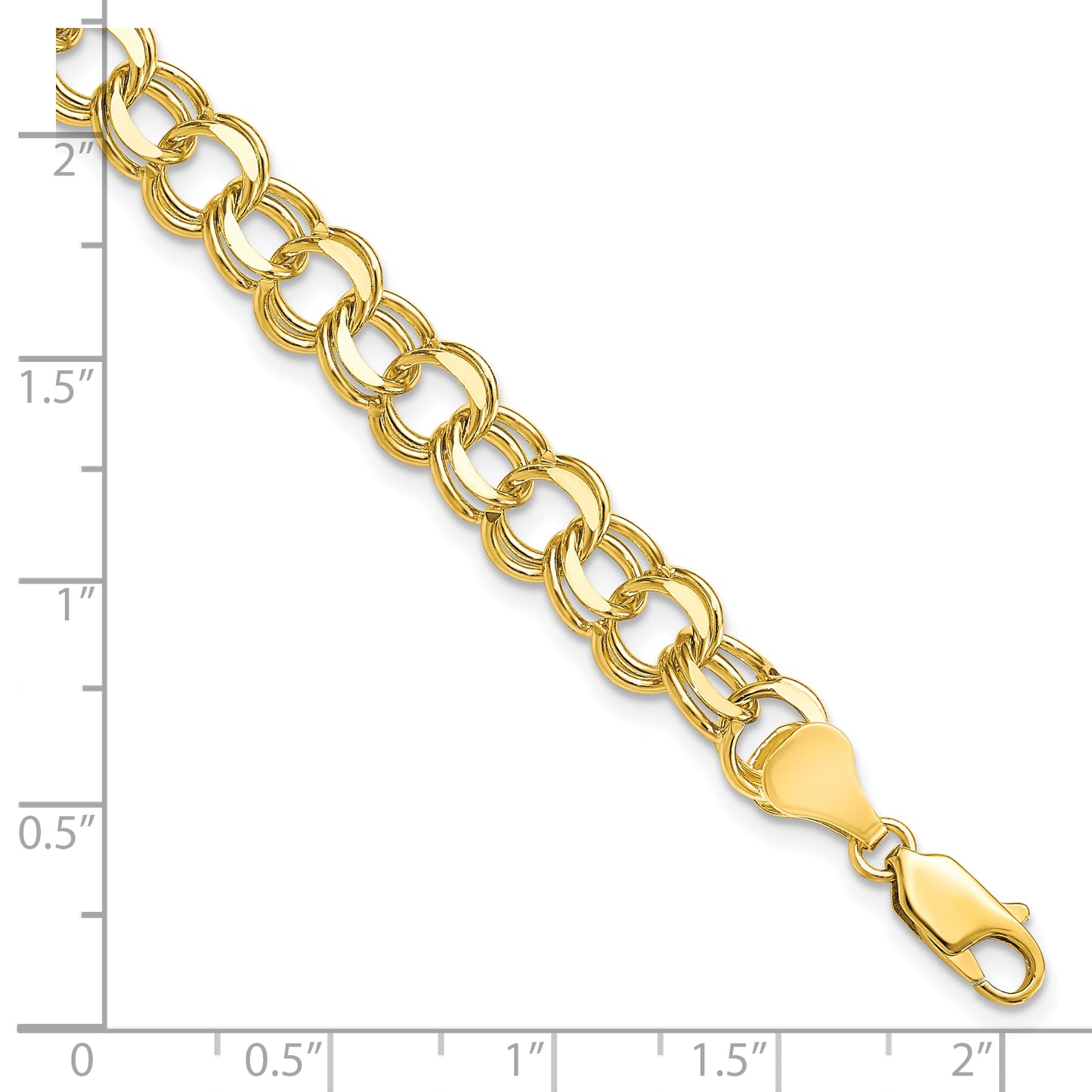 10K Yellow Gold Solid Double Link Charm Bracelet