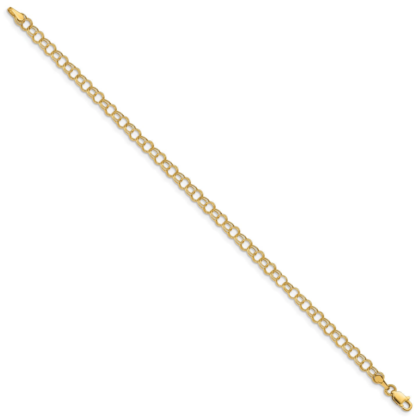 10K Yellow Gold Hollow Double Link Charm Bracelet