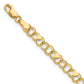 10K Yellow Gold Double Link With Hearts Charm Bracelet