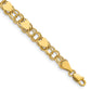 10K Yellow Gold Double Link With Hearts Charm Bracelet