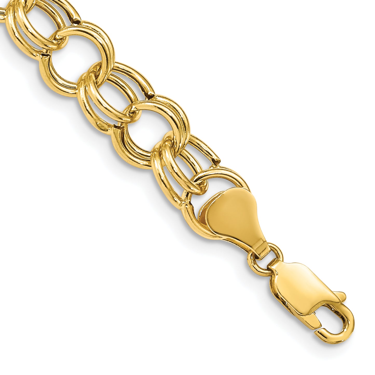 10K Yellow Gold Hollow Double Link Charm Bracelet