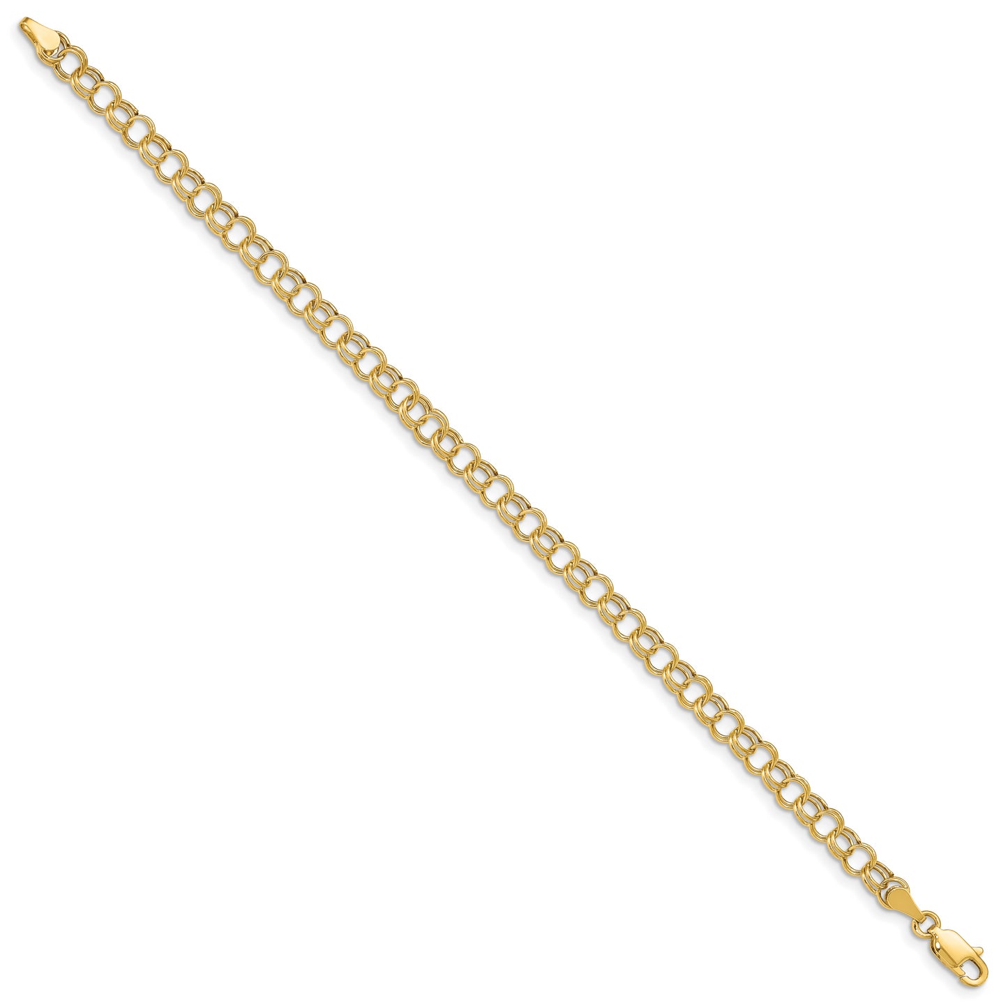 10K Yellow Gold Hollow Double Link Charm Bracelet