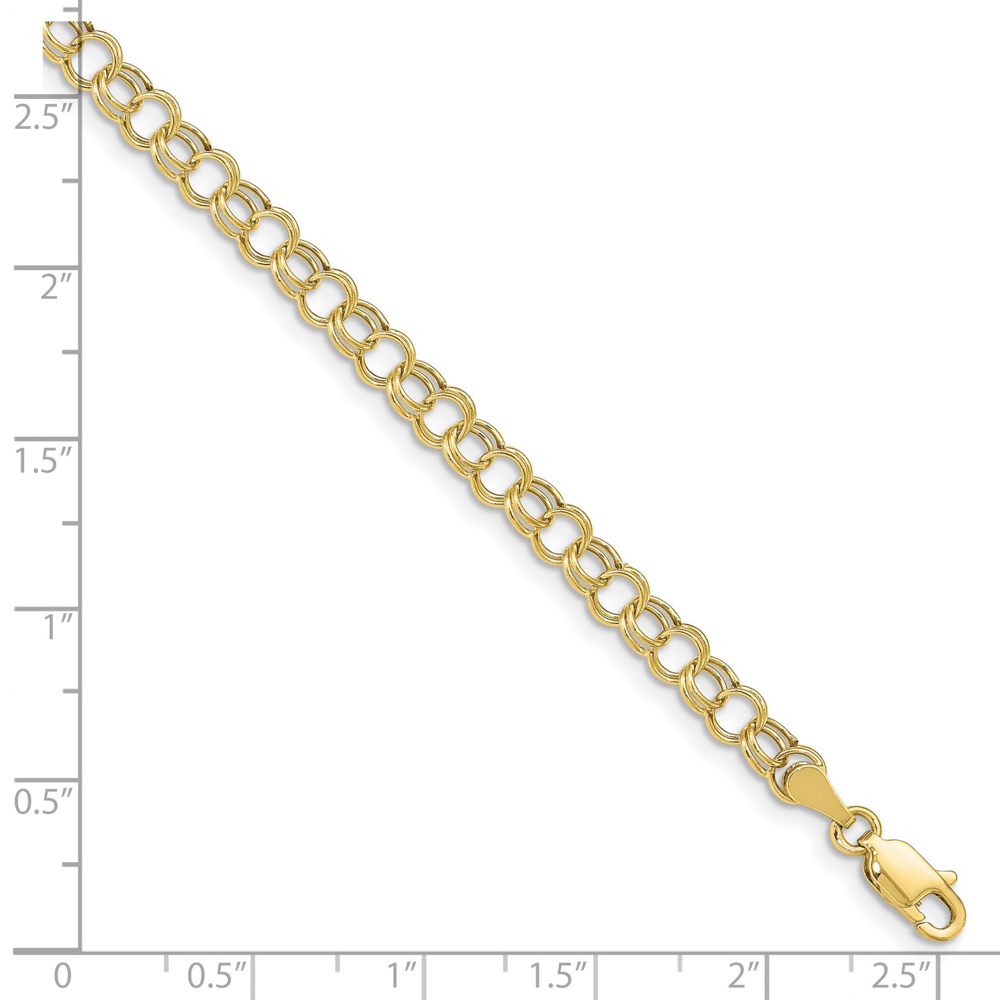 10K Yellow Gold Hollow Double Link Charm Bracelet