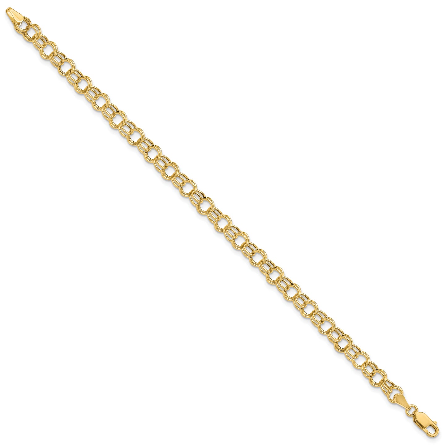 10K Yellow Gold Hollow Double Link Charm Bracelet