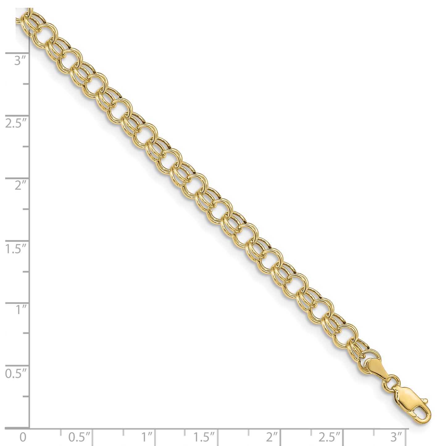 10K Yellow Gold Hollow Double Link Charm Bracelet