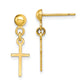 10K Yellow Gold Yg Polished Cross Dangle Post Earrings