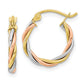 10K Tri Color Tri-Color Polished 2.5mm Twisted Hoop Earrings