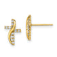 10K Yellow Gold Cz Cross Post Earrings