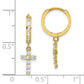 10K Yellow Gold Cz Cross Hinged Hoop Earrings