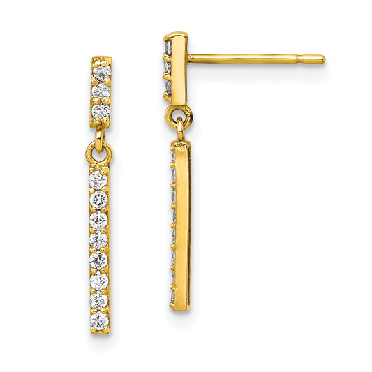 10K Yellow Gold Cz Dangle Earrings