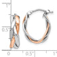 10K Yellow W/Rhodium With White Rhodium And Rose Gold Plating Braided Hoop Earrings