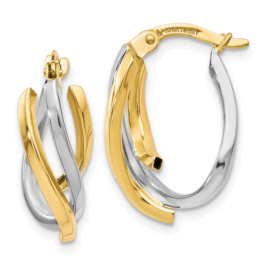 10K Two-Tone Polished Twisted Hoop Earrings