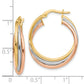 10K Tri Color Tri-Color Polished And Textured Twisted Hoop Earrings