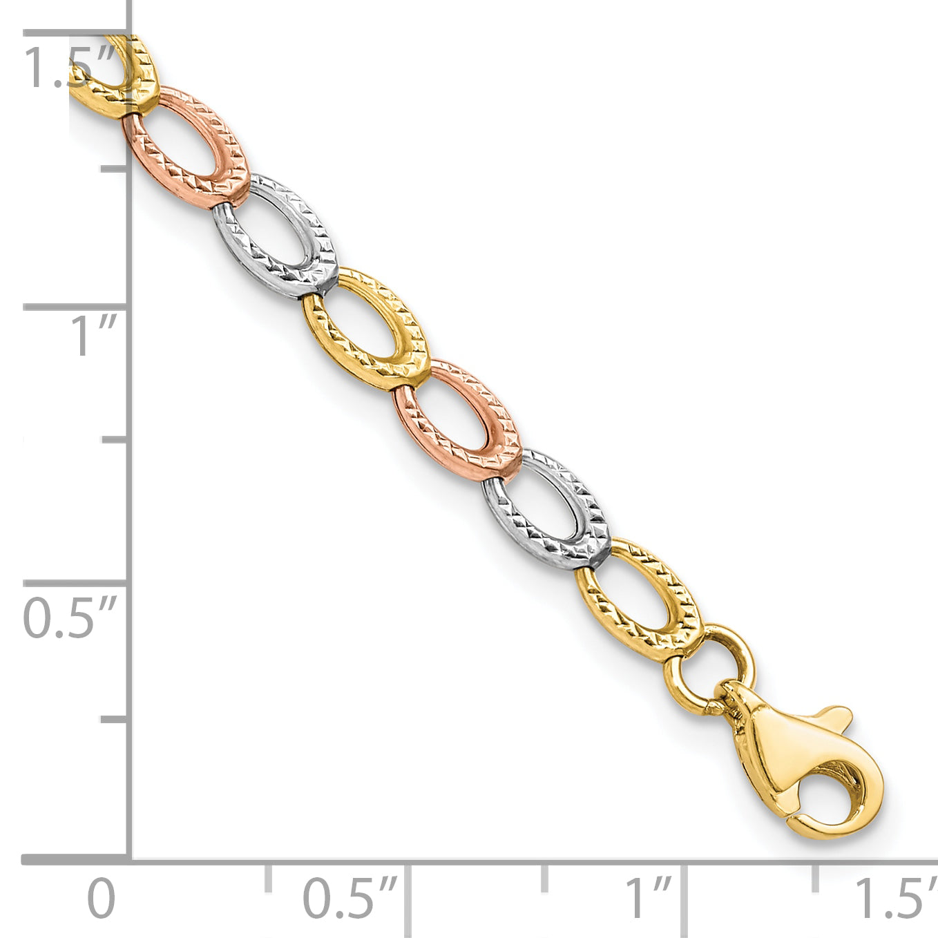 7.25 Inch 10K Tri-Color D/C Bracelet