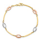 7.5 Inch 10K Tri-Color Polished Bracelet