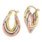 10K Tri Color Tri-Color Diamond-Cut Triple Hoop Earrings