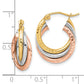 10K Tri Color Tri-Color Diamond-Cut Triple Hoop Earrings