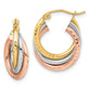 10K Tri Color Tri-Color Diamond-Cut Triple Hoop Earrings