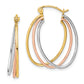 10K Tri Color Tri-Color Polished Triple Hoop Earrings