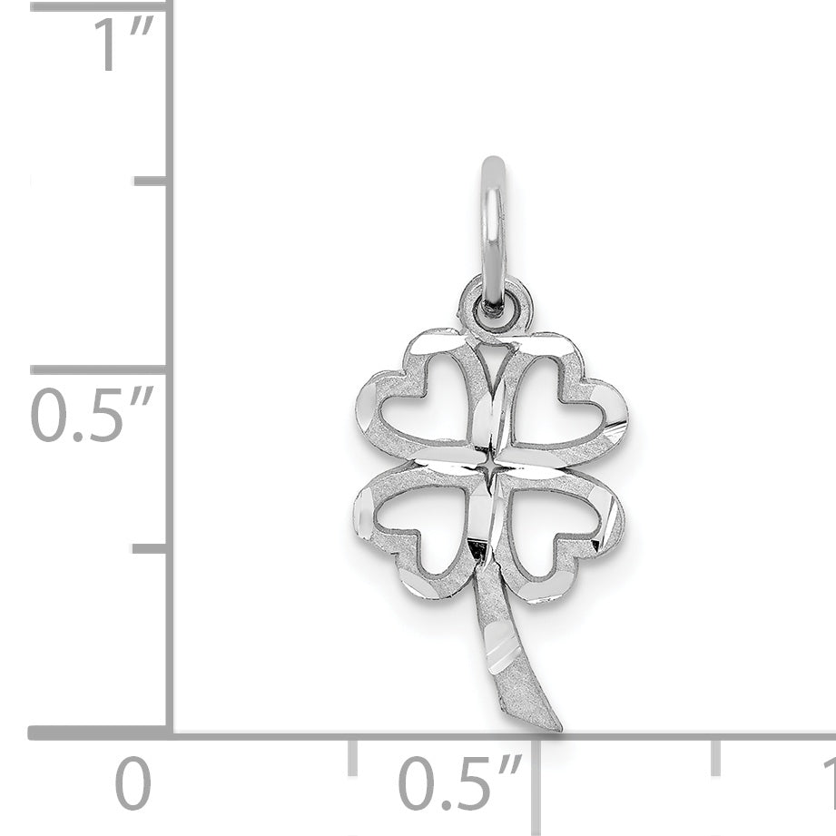 10K White Gold Solid Open 4-Leaf Clover Charm