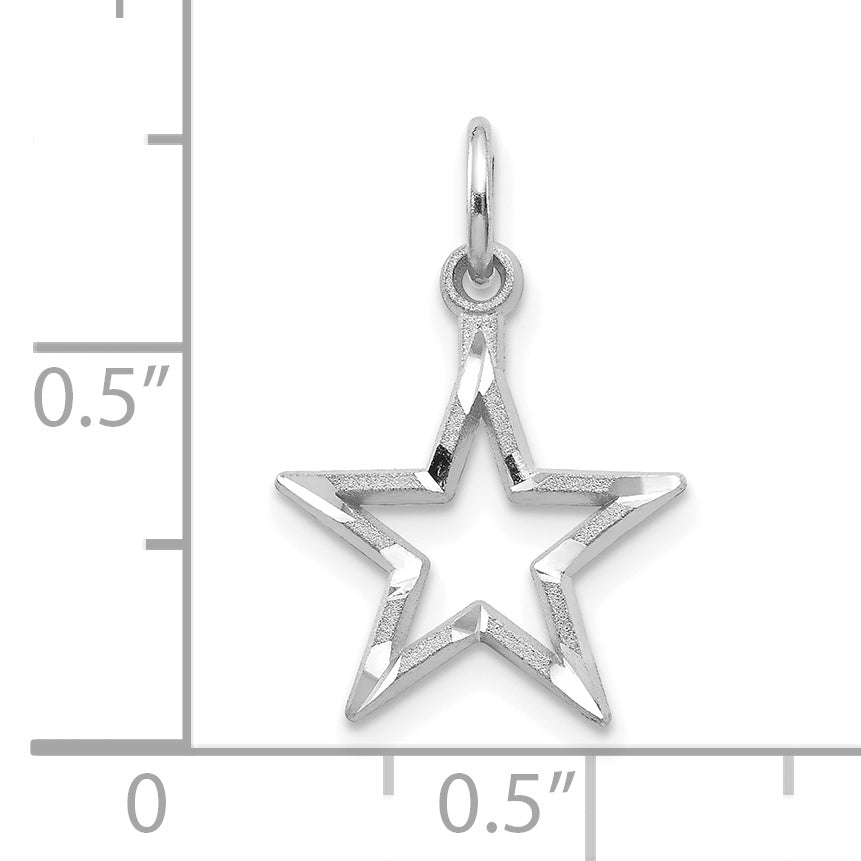 10K White Gold Diamond-Cut Star Charm