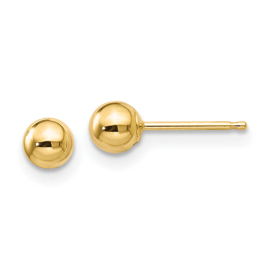 10K Yellow Gold Polished 4mm Ball Post Earrings