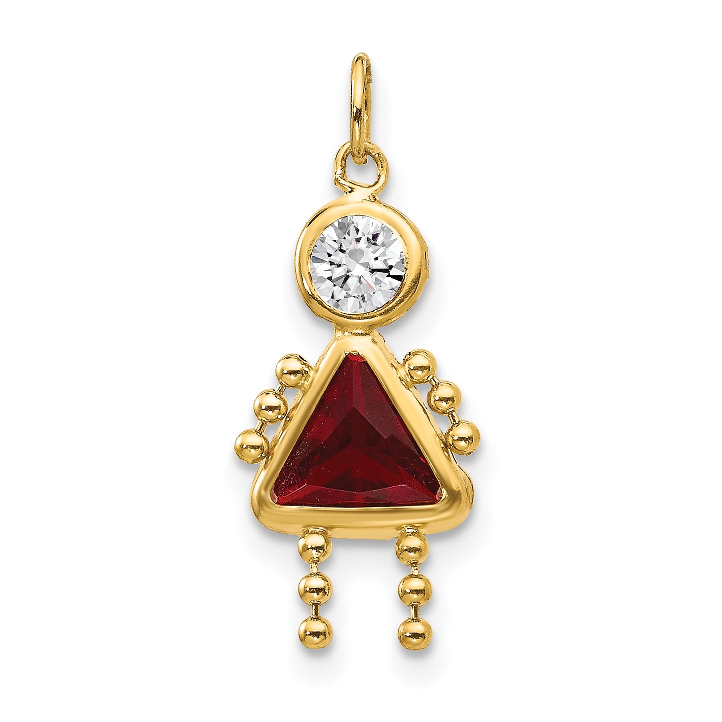 10K Yellow Gold January Girl Birthstone Charm