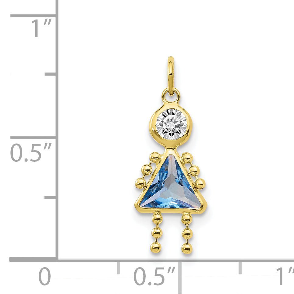 10K Yellow Gold March Girl Birthstone Charm