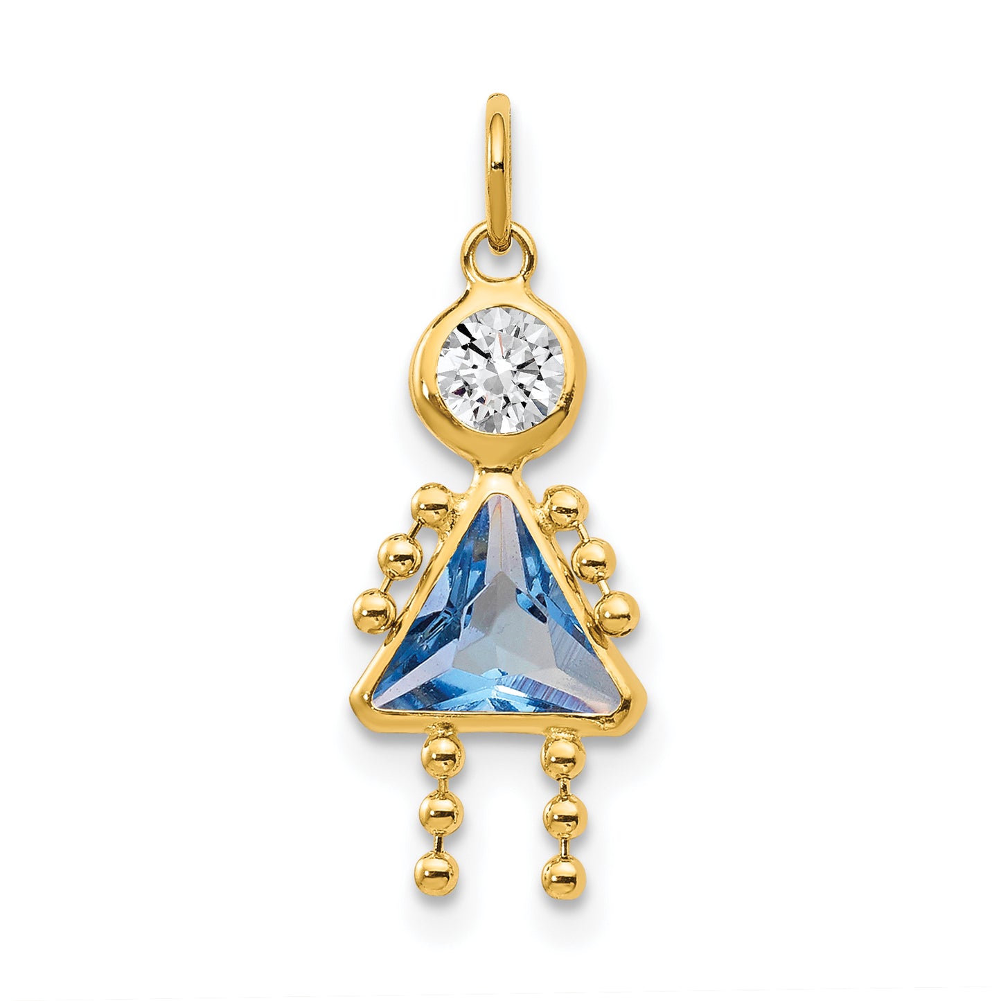 10K Yellow Gold March Girl Birthstone Charm