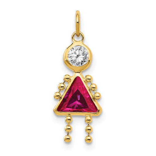 10K Yellow Gold July Girl Birthstone Charm