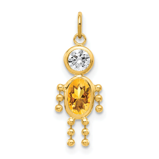 10K Yellow Gold November Boy Birthstone Charm