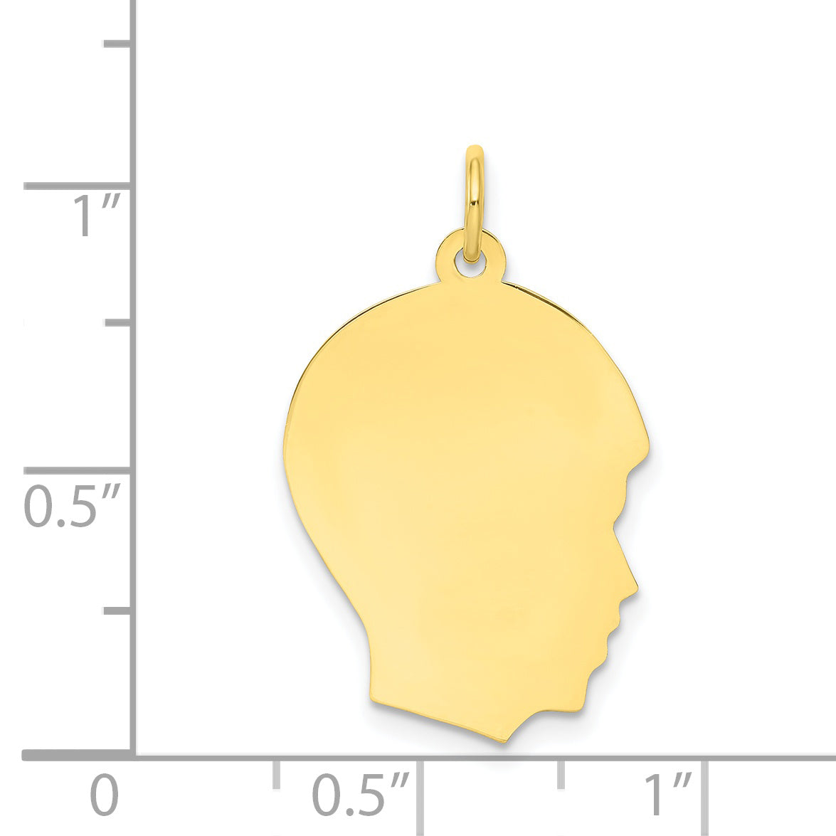 10k Yellow Gold 10K Plain Medium .018 Gauge Facing Right Engravable Boy Head Charm