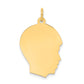 10k Yellow Gold 10K Plain Medium .018 Gauge Facing Right Engravable Boy Head Charm