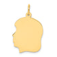 10k Yellow Gold 10K Plain Medium .018 Gauge Facing Left Engravable Girl Head Charm