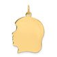 10k Yellow Gold 10K Plain Large .013 Gauge Facing Right Engravable Girl Head Charm