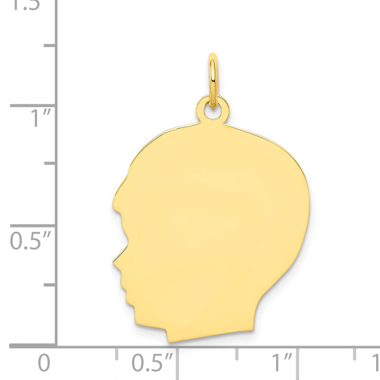 10k Yellow Gold 10K Plain Large .013 Gauge Facing Left Engravable Boy Head Charm