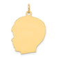 10k Yellow Gold 10K Plain Large .018 Gauge Facing Left Engravable Boy Head Charm