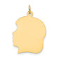 10k Yellow Gold 10K Plain Large .018 Gauge Facing Left Engravable Girl Head Charm