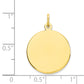 10k Yellow Gold 10K Plain .018 Gauge Circular Engravable Disc Charm