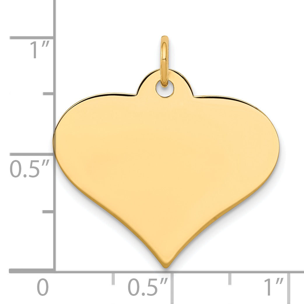 10k Yellow Gold 10k Plain .013 Gauge Engraveable Heart Disc Charm