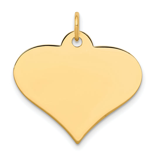 10k Yellow Gold 10k Plain .013 Gauge Engraveable Heart Disc Charm