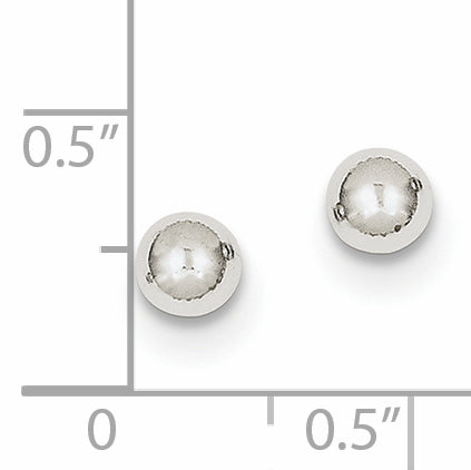 10K White Gold Polished 5mm Ball Post Earrings