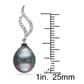 Original AMOUR 9 - 9.5 Mm Black Tahitian Cultured Pearl and 1/10 CT TW Diamond Flame Drop Earrings In 10K White Gold