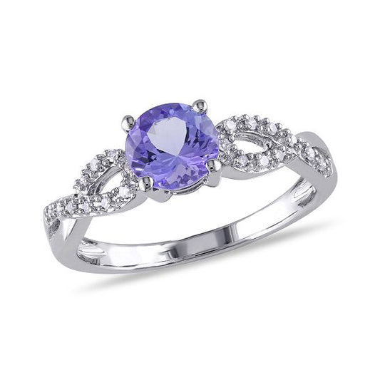 Original 1/10 CT  Diamond TW And 1 CT TGW Tanzanite Fashion Ring  10k White Gold GH I1;I2